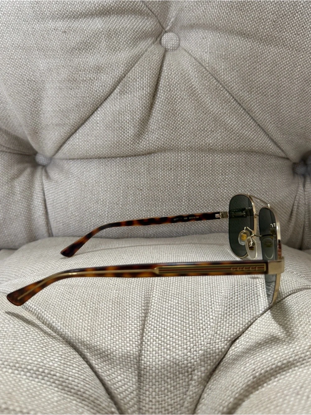 🐍Authentic GUCCI Green Havana Tortoise Pilot Aviator Sunglasses GG0528S